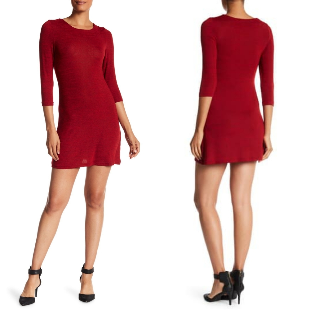 Papillon Scoop Border Sweater Red Mini-Dress